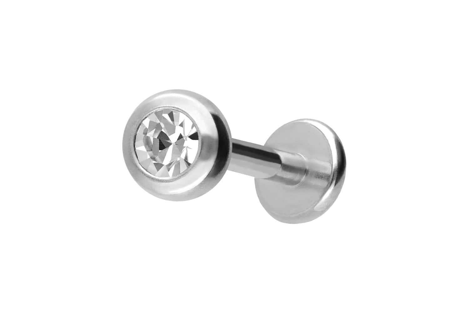 Titan Labret Piercing mit Innengewinde KRISTALL